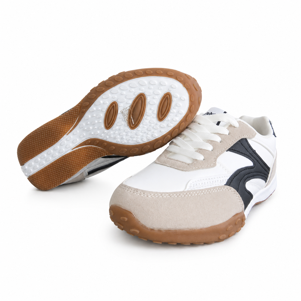 BASKET CLASSY BLANC & BEIGE  LACETS
