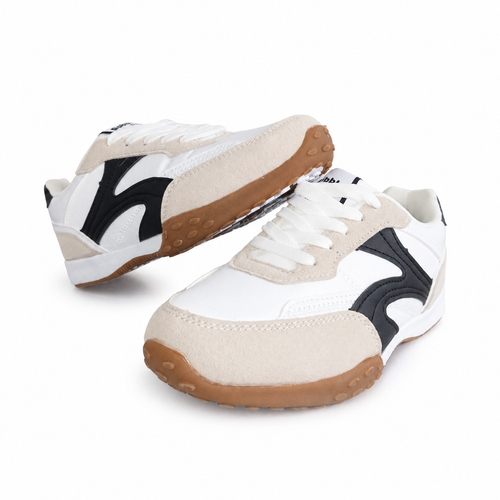 BASKET CLASSY BLANC & BEIGE  LACETS