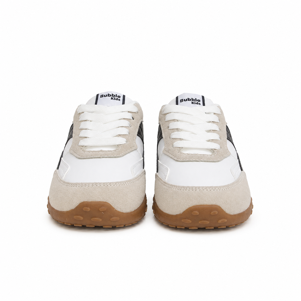 BASKET CLASSY BLANC & BEIGE  LACETS