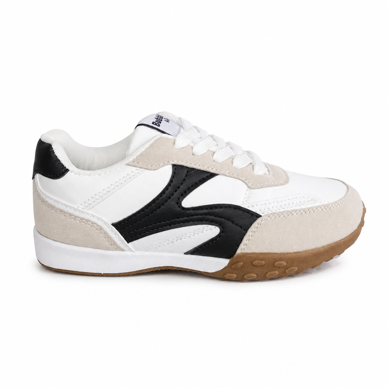BASKET CLASSY BLANC & BEIGE  LACETS