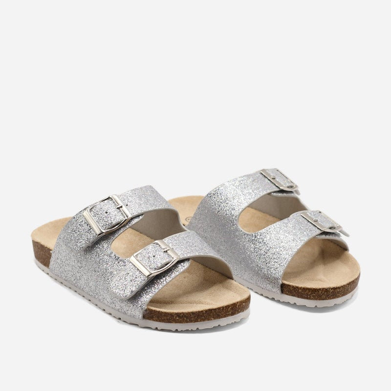 Sandales Fille Argent Double Bride