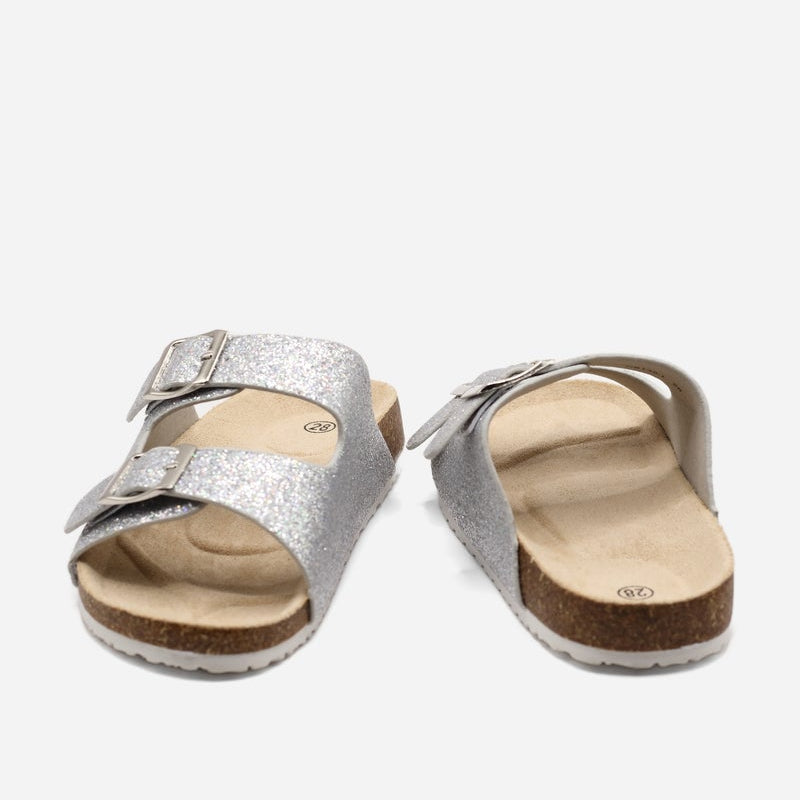 Sandales Fille Argent Double Bride