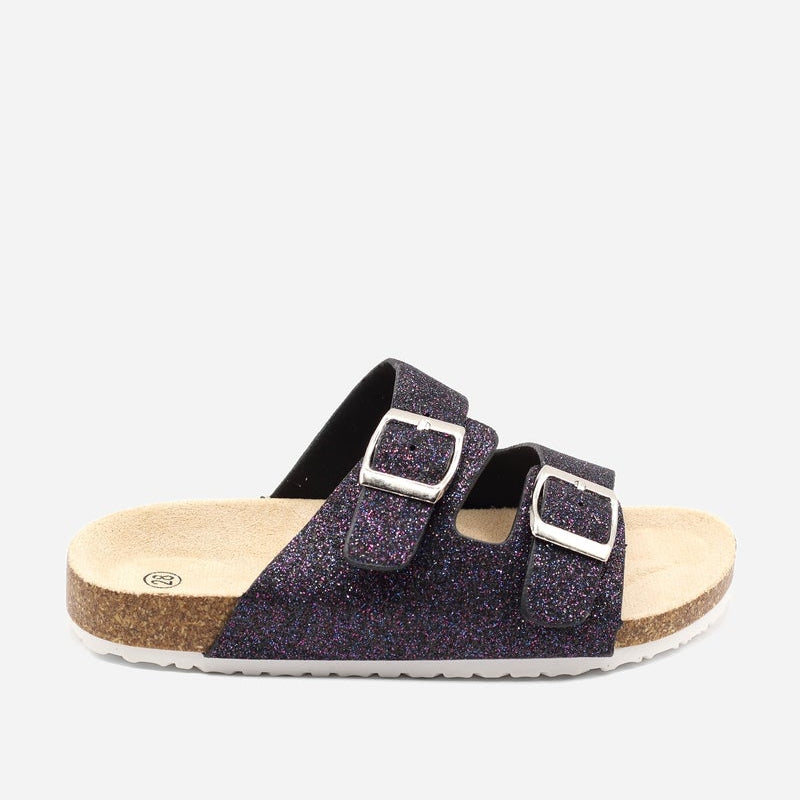 Sandales Fille Noir Double Bride