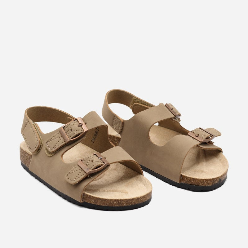 Sandales à scratch - Taupe